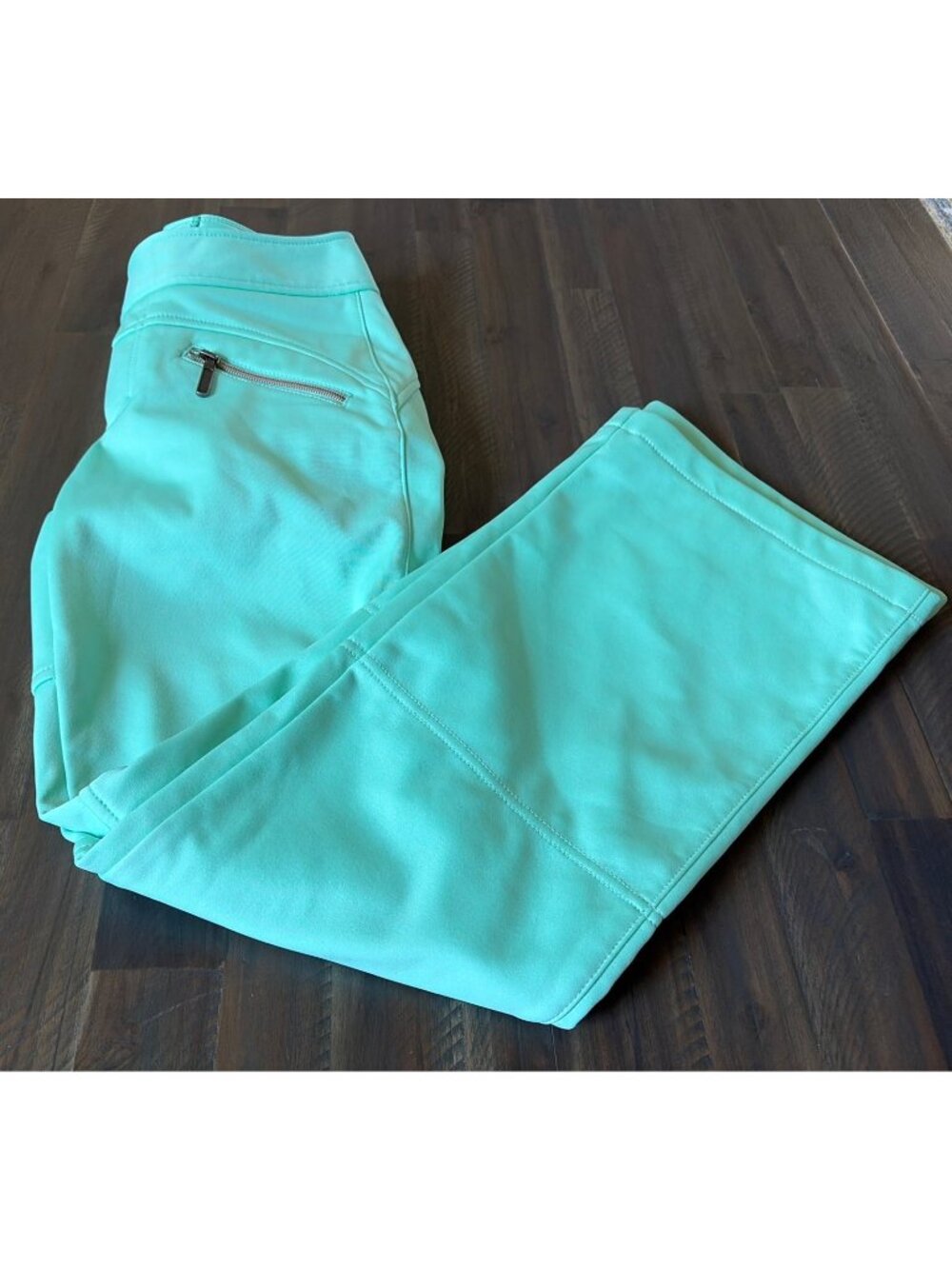 Athleta Zipper Detail Softshell Ski Pants Mint Green Size 2 Petite